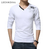 T Shirt Men Long Sleeve New Fashion 2018 Print Spring Men's Brand Clothing Casual Slim V-neck Cotton T shirt Homme Tees M-5XL