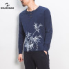 Spring 2018 new high-quality cotton bamboo printed men's casual long-sleeved T-shirt original Chinese style brand T-shirt male Spring 2018 new high-quality cotton bamboo printed men's casual long-sleeved T-shirt original Chinese style brand T-shirt male
