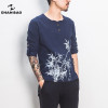 Spring 2018 new high-quality cotton bamboo printed men's casual long-sleeved T-shirt original Chinese style brand T-shirt male Spring 2018 new high-quality cotton bamboo printed men's casual long-sleeved T-shirt original Chinese style brand T-shirt male