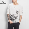 Spring 2018 new high-quality cotton bamboo printed men's casual long-sleeved T-shirt original Chinese style brand T-shirt male Spring 2018 new high-quality cotton bamboo printed men's casual long-sleeved T-shirt original Chinese style brand T-shirt male