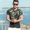 New spring summer 2018 fashion metrosexual man short sleeve floral print t-shirt slim Mens cotton casual European style t shirt