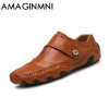 AMAGINMNI Brand 2018 New Fashion British Style Men Causal Shoes Genuine Leather Slip On Men Shoes High Quality Outdoor Shoes men
