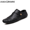 AMAGINMNI Brand 2018 New Fashion British Style Men Causal Shoes Genuine Leather Slip On Men Shoes High Quality Outdoor Shoes men