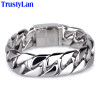 TrustyLan 22CM Long 20MM Wide Frosted Bracelet Men Cool Stainless Steel Link Chain Mens Bracelets Jewelry Accessory Wristband