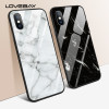 Lovebay Marble Glass Case For iPhone X 8 7 6 6s Plus 9H Hardness Tempered Glass Hard Phone Case Cover Back Cases