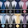 2018 New Arrival Men's Tie For Men 16 Colors Ties Set Fashion 100% Silk Neck Tie Hanky Cufflinks Set For Wedding Party Business