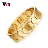 Vnox Magnetic Men's Bracelets Gold-Color Football Design Health Care Hand Chain Length Adjustable