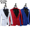 PYJTRL Men Royal Blue White Red Jacquard Stage Costumes Singer Wedding Suit Jacket Men Blazer Designs Jaqueta Masculino Slim Fit