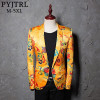 PYJTRL Brand Tide Mens Golden Chinese Style Dragon Pattern Digital Print Suit Jacket Wedding Party Nightclub Stage Blazer