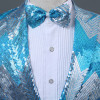 PYJTRL New Men Gradual Blue Green Sequins Shiny Party DJ Singer Stage Show Suit Jacket Wedding Prom Performance Blazer Design