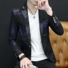 Autumn New Blazer Masculino 2018 Fashion Print Slim Fit Men Blazer Long Sleeve One Button Business Dress Blazer Jacket Plus Size