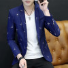 Autumn New Blazer Masculino 2018 Fashion Print Slim Fit Men Blazer Long Sleeve One Button Business Dress Blazer Jacket Plus Size