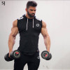 SJ 2017 Fitness Men Bodybuilding Sleeveless Muscle Hoodies Workout Clothes Casual Cotton Tops Hooded Tank Tops 2 Color