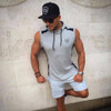 SJ 2017 Fitness Men Bodybuilding Sleeveless Muscle Hoodies Workout Clothes Casual Cotton Tops Hooded Tank Tops 2 Color
