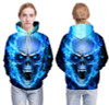 New Blue Flame Skull Hoodies 3D Sweatshirts Men Women Hooded Loose Tracksuits Autumn Winter Coat Streetwear Funny Jackets Hoodie