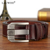 LAUWOO fashion mens casual genuine leather belt High quality cowhide retro buckle belt new design Brown Belts