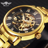 WINNER Classic Golden Skeleton Mechanical Watch Men Stainless Steel Strap Top Brand Luxury Man Watch Vip Drop Shipping Wholesale