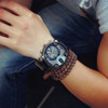 Fashion Large dial JIS Brand High Quality Blue Ray Black Brown Leather Band Steel Shell Men Male Quartz Watch Wristwatches Clock