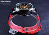 Forsining Motorcycle Design Transparent Genuine Red Black Belt Waterproof Skeleton Men Automatic Watches Top Brand Luxury Clock