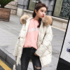 Fitaylor Women Winter Hooded Warm Cotton Jacket Coat Large Fur Collar Medium Long Pocket Zipper Thick Female Black Snow Parkas 