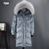 Fitaylor Women Duck Down Parkas Winter Large Real Fur Collar Warm Hooded Velour Jacket Coats Snow Long Loose Down Overcoat