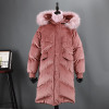 Fitaylor Women Duck Down Parkas Winter Large Real Fur Collar Warm Hooded Velour Jacket Coats Snow Long Loose Down Overcoat