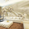 Custom 3D Mural Wallpaper European Style Diamond Jewelry Golden Flower Backdrop Decor Mural Modern Art Wall Painting Living Room