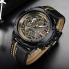NAVIFORCE Top Brand Luxury Watches Men Waterproof 24 Hours Date Leather Skeleton Quartz Watch Man Sport Wristwatch Male Clock