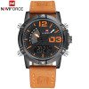 NAVIFORCE Brand Dual Display Watch Men Sport Quartz LED Watches Leather Band Analog Digital Wrist Watches 30M Waterproof Clock