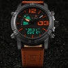 NAVIFORCE Brand Dual Display Watch Men Sport Quartz LED Watches Leather Band Analog Digital Wrist Watches 30M Waterproof Clock