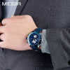 2018 New Mens Watches Top Brand Luxury Megir Sport Men's Watch Quartz Leather Strap Blue WristWatch Waterproof relogio masculino