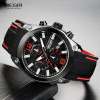Megir Men's Chronograph Analogue Quartz Watches Fashion Rubber Strap Sport Wristwatch with Luminous Hands for Boys 2063GS-BK-1