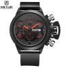 MEGIR Men's Casual Quartz Watch 3D Engraved Dial Black Silicone watches men Waterproof Military Sport Watch for Man MG2002