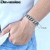 Davieslee Mens Bracelet Chain Curb Link 316L Stainless Steel Bracelets for Men Silver Gold Color Never Faded 11mm 20cm DLHB139