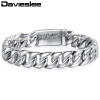 Davieslee Mens Bracelet Chain Curb Link 316L Stainless Steel Bracelets for Men Silver Gold Color Never Faded 11mm 20cm DLHB139