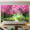 Custom 3D Photo Wallpaper Flower Romantic Cherry Blossom Tree Small Road Wall Mural Wallpapers For Living Room Bedroom De Parede