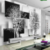 Customization 3D Wallpaper for Walls 3d Non Woven Silk Wallpaper Murals  Backgrounds for Living Room Simple Black and White Tree