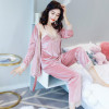 JULY'S SONG  Autumn Winter Warm Pajamas Set Women Sexy Pajamas Sleepwear For Women Sleeveless Strap Nightwear Long Pant Robe 