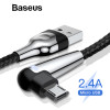 Baseus 2.4A Micro USB Cable Fast Charging LED Lighting Cord for Xiaomi Redmi Note 4 5 Pro 90 Degree Charging Wire USB Data Cable