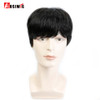 AOSIWIG Black Short Straight Wigs For Black Men Natural Synthetic Hair Heat Resistant Cosplay Wigs