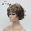 StrongBeauty Short Wig Soft Tousled Curls Brown Highlights Full Synthetic Wigs COLOUR CHOICES