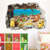 3D Wall Sticker Cute Yellow Boy On Holiday Smashed Window Baby Kids Room Bedroom  Decoraton Vinyl Decals Art Mural Poster