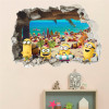 3D Wall Sticker Cute Yellow Boy On Holiday Smashed Window Baby Kids Room Bedroom  Decoraton Vinyl Decals Art Mural Poster