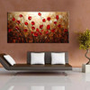 100% Hand Painted Textured Palette Knife Red Flower Oil Painting Abstract Modern Canvas Wall Art Living Room Decor Picture