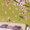 [SHIJUEHEZI] Peach Blossom Tree Branch Wall Stickers DIY Flowers Birds Wall Decals for House Living Room Bedroom Decoration