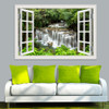 3D Window View Wall Sticker Decal Sticker Home Decor Living Room Nature Landscape Decal Waterfall Mural Wallpaper Wall Art