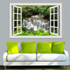 3D Window View Wall Sticker Decal Sticker Home Decor Living Room Nature Landscape Decal Waterfall Mural Wallpaper Wall Art