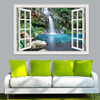 3D Window View Wall Sticker Decal Sticker Home Decor Living Room Nature Landscape Decal Waterfall Mural Wallpaper Wall Art