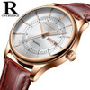 High Quality Rose Gold Dial Watch Men Leather Waterproof 30M Watches Business Fashion Japan Quartz Movement Auto Date Male Clock