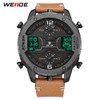 WEIDE Men Sports Watch Analog Pointer Digital Calendar Quartz Brown Leather Strap Wrist watches Relogio Masculino Military Clock